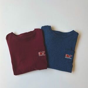 Vineyard Vines Kids' Maroon and Blue Pocket Tees